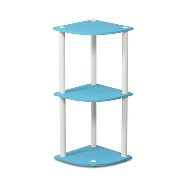Furinno Furinno 12077LBL-WH Turn-N-Tube 3-Tier Corner Display Rack Multipurpose Shelving Unit - Light Blue & White 12077LBL/WH - main